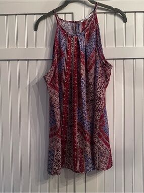 Violet & Claire Pink and Purple Patterned Sleeveless Top Size L